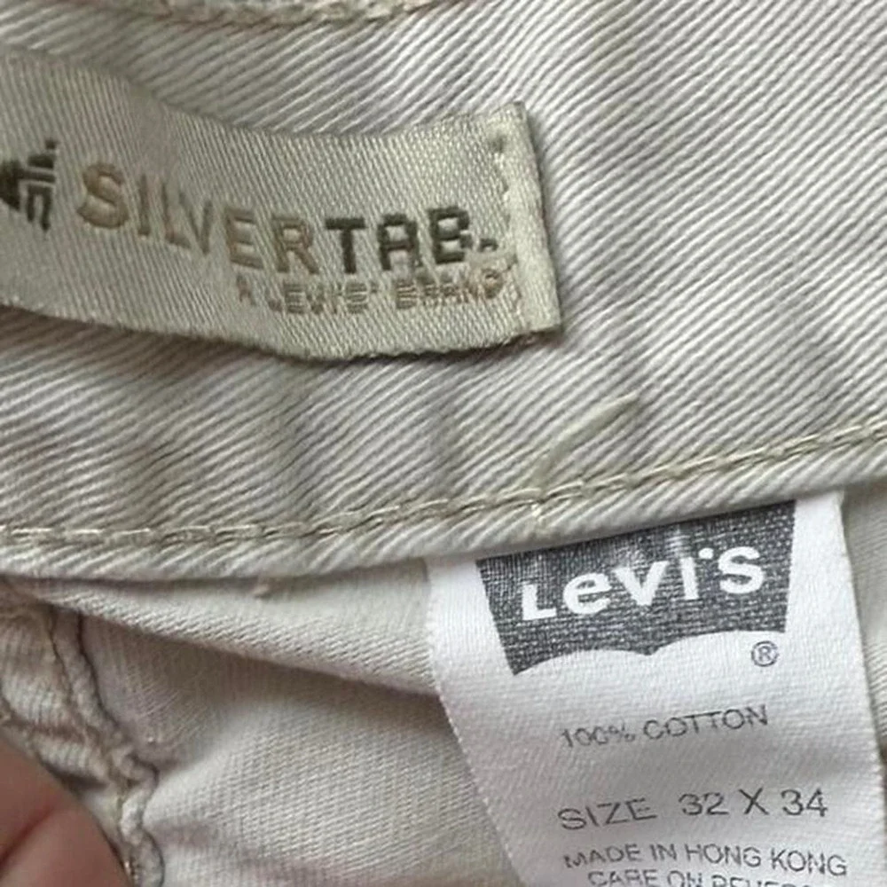 Vintage Y2K Levi's Silvertab Off White Relaxed‎ Cargo Pants, Men's Size 32 x 34